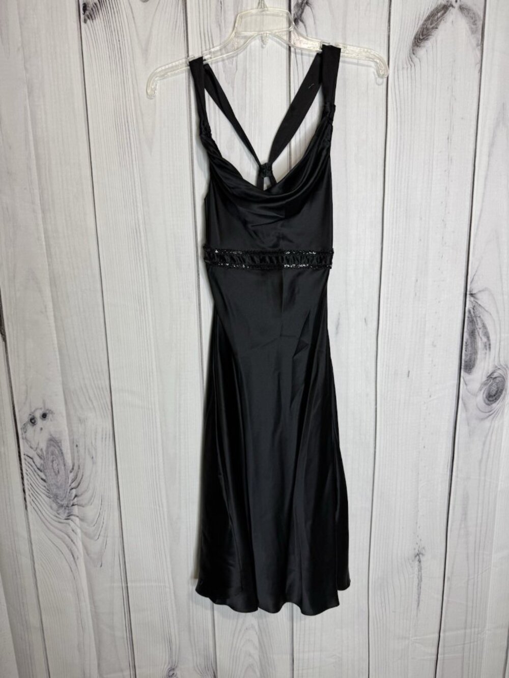 Nell Couture Black Sleeveless Mini Dress 100% Silk Lined Sz 0 A-Line Sequined
